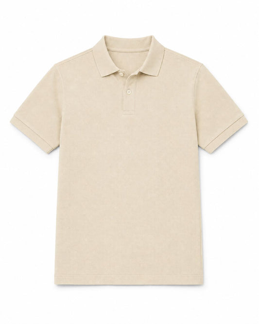 Men’s Light Beige Piqué Polo Shirt – Regular Fit