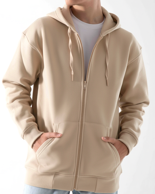 Men's Oversized Sweatshirt Jacket - beige