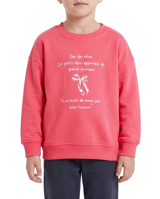 Girls' oversized printed sweatshirt pink - TREE