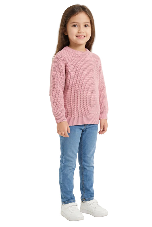 Girls' ribbed knit sweater pink - TREE