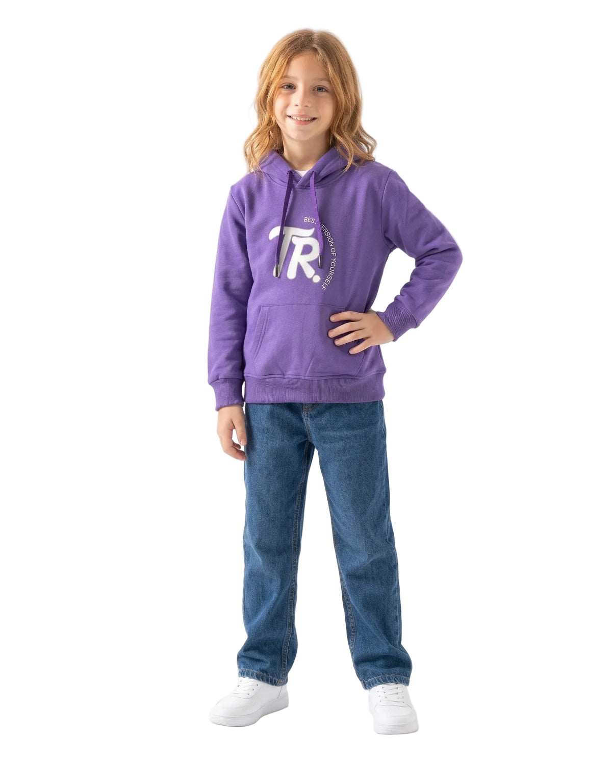 Girls' printed graphic hoodie - TREE