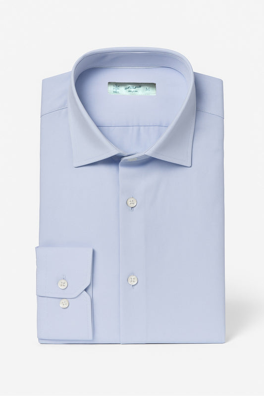 Light blue dress shirt on a white background