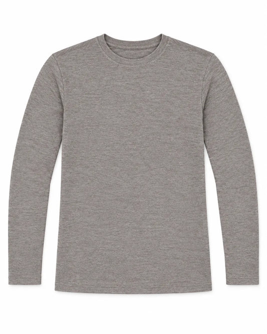 Men's basic olive long sleeve T-shirt with crew neckline