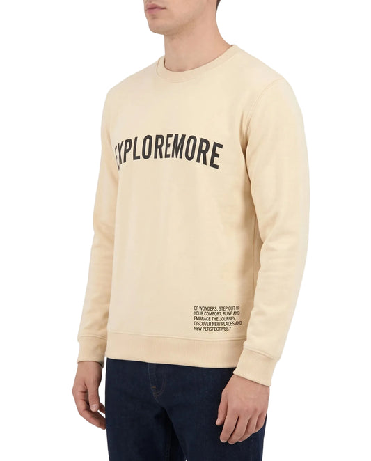 Men's printed crewneck sweatshirt beige - TREE