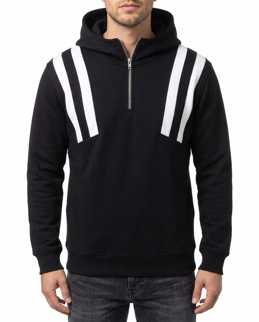 Men's half-zip contrast stripe hoodie - TREE