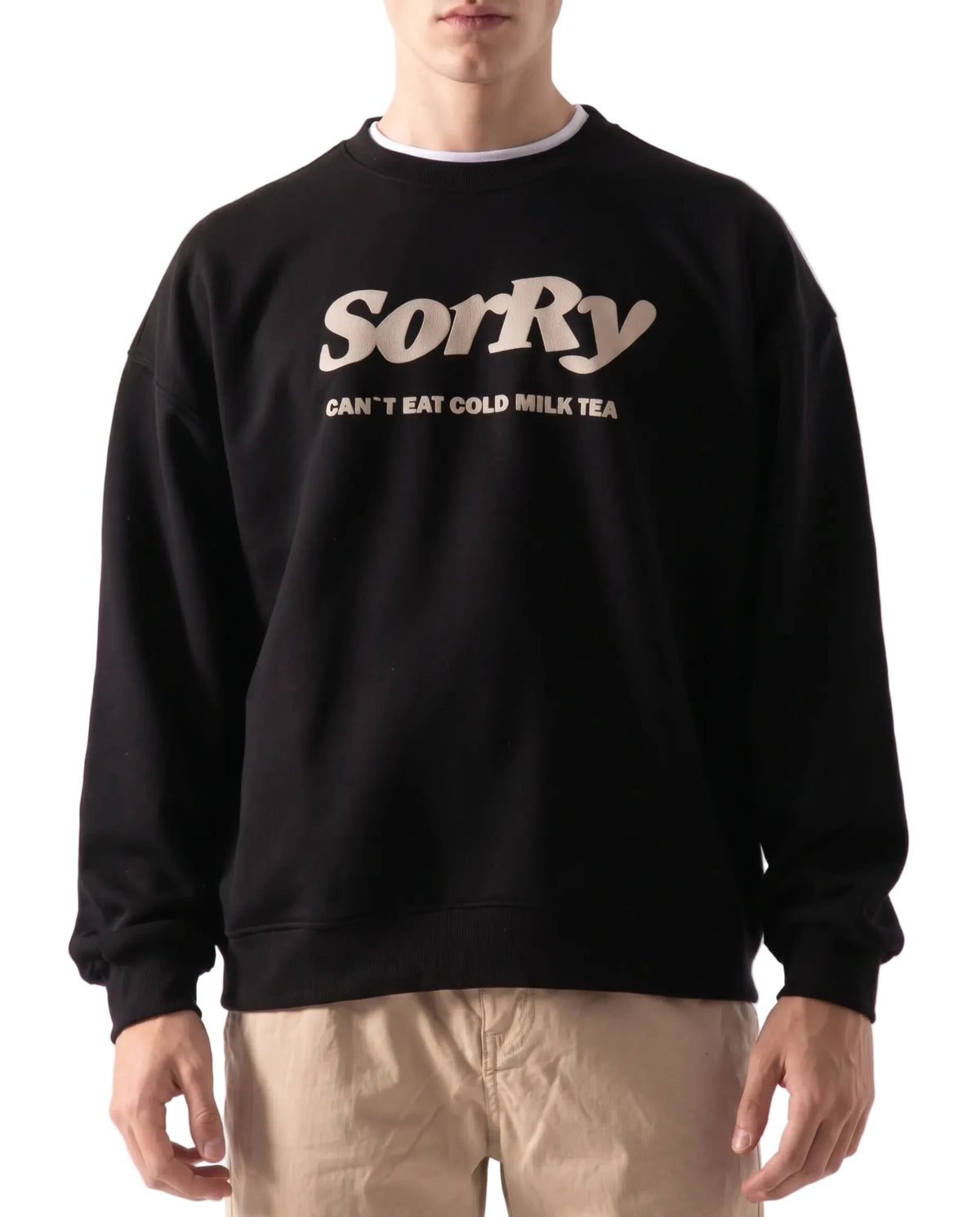 Men's black printed crewneck sweatshirt - TREE