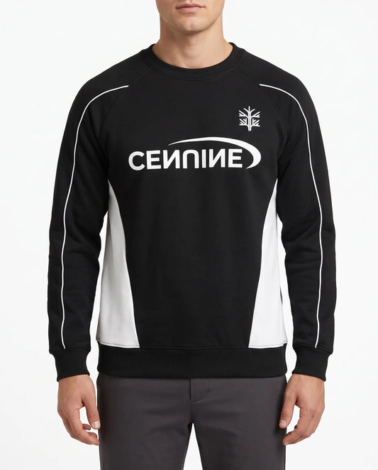 Men's printed cut-and-sew sweatshirt black and white - TREE
