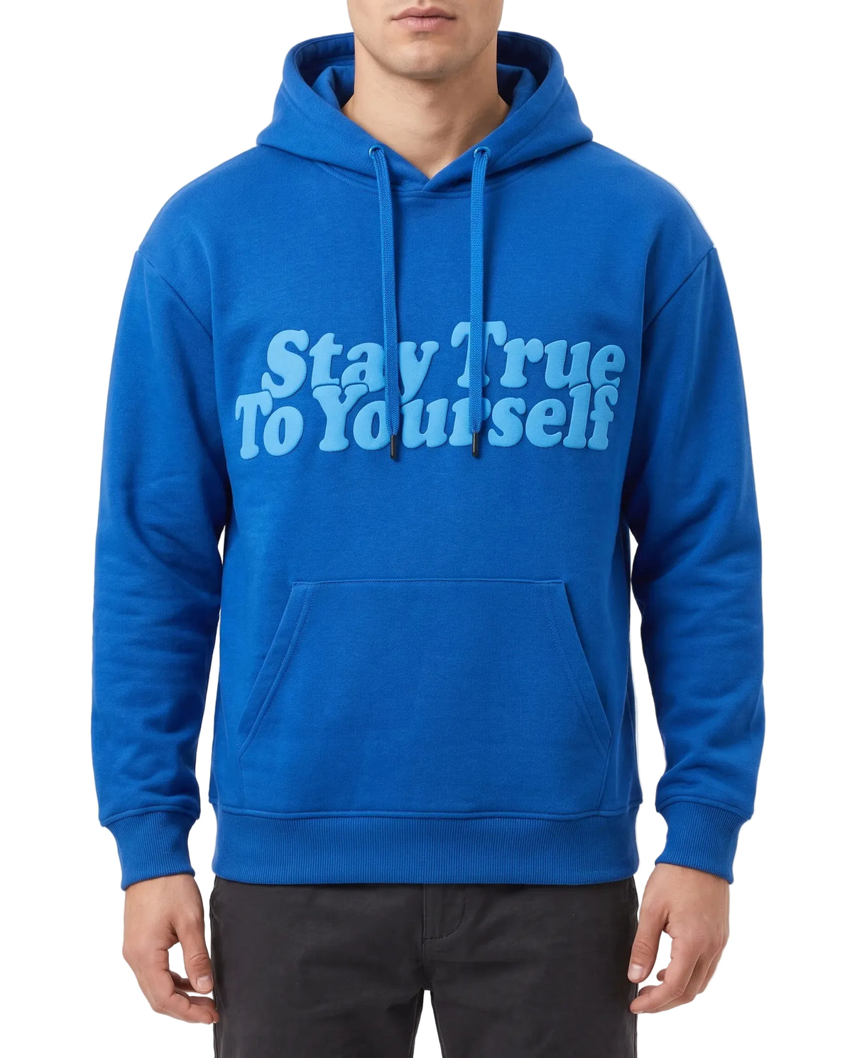 Men's oversized printed hoodie blue - TREE