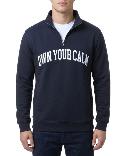 Men's printed half-zip sweatshirt navy - TREE