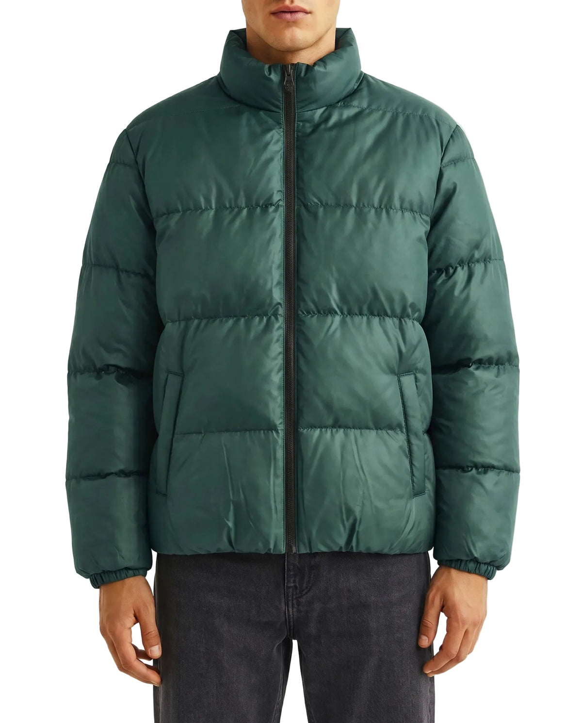 Men's waterproof puffer jacket olive - TREE