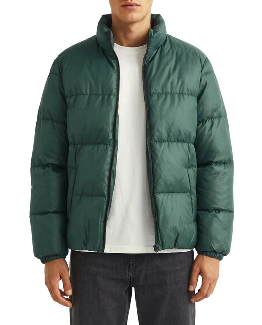 Men's waterproof puffer jacket olive - TREE