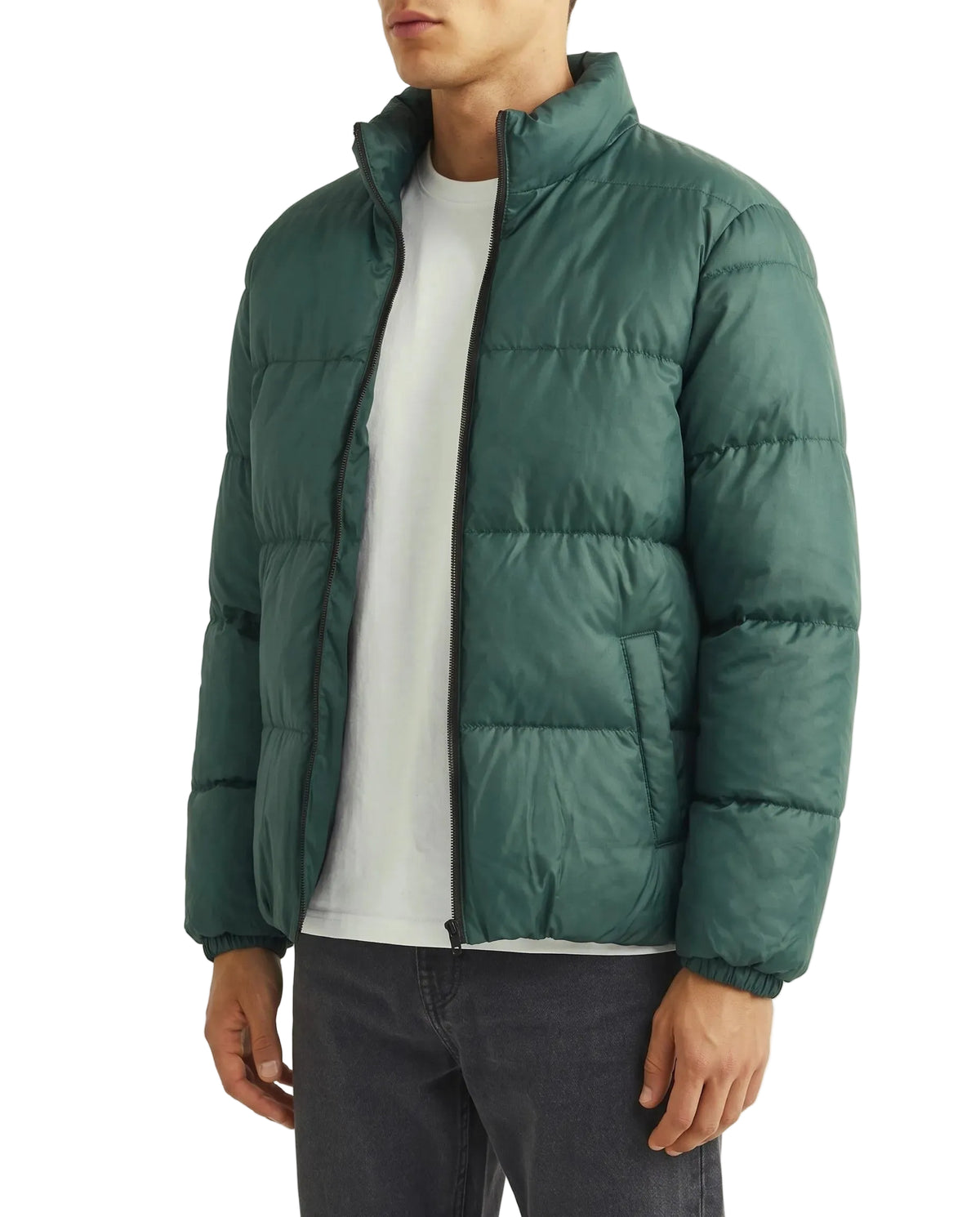 Men's waterproof puffer jacket olive - TREE