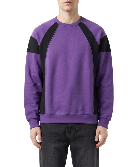 Men's color-block crewneck sweatshirt purple and black - TREE