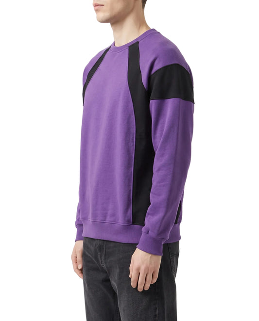 Men's color-block crewneck sweatshirt purple and black - TREE