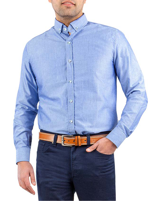 Men's Oxford Shirt With Sleeves - Blue