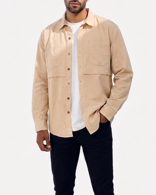 Men's Casual  Overshirt with Chest Pockets