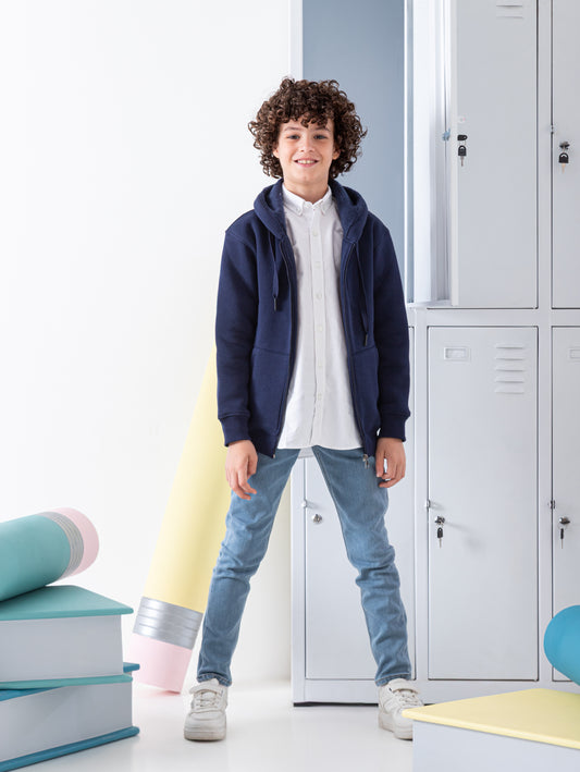 Boy's SweatShirt Jacket Milton Heavy lined - Navy