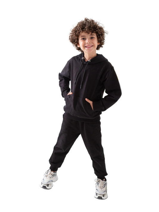 Boys' black casual Summer Milton cotton hooded sweatshirt from TREE