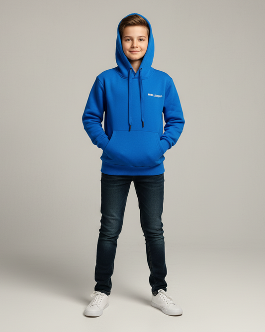 Boy's Melton  Print Hoodie - blue