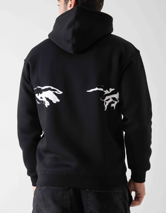 Men's Printed Oversized Hoodie Sweatshirt - Winter Cotton - black