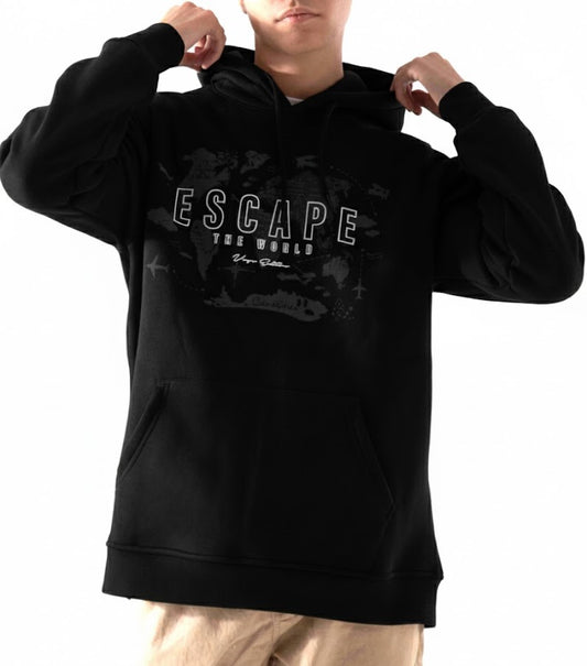 Men's Printed Oversized Hoodie Sweatshirt - Winter Cotton - Black