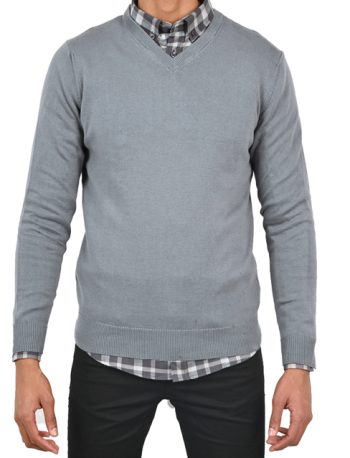 Men’s pullover Basic V-Neck – Gray